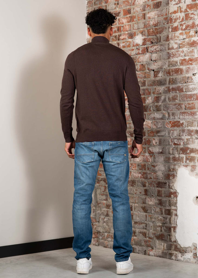 Lyle & Scott Pullover Cotton merino quarter zip jumper - espresso