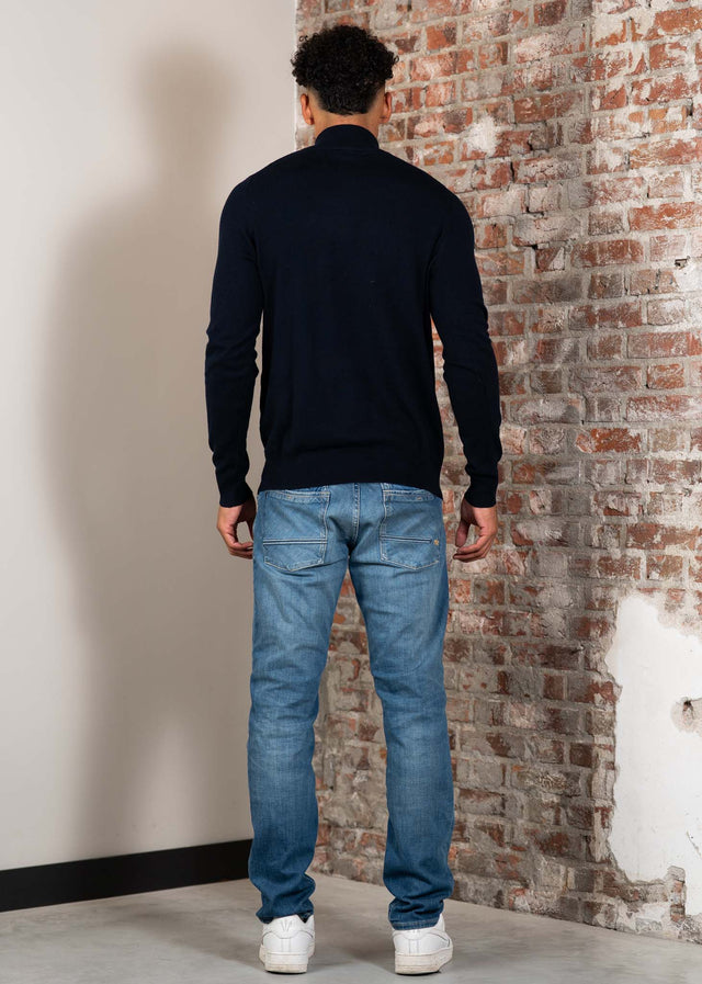 Lyle & Scott Pullover Cotton merino quarter zip jumper - dark navy