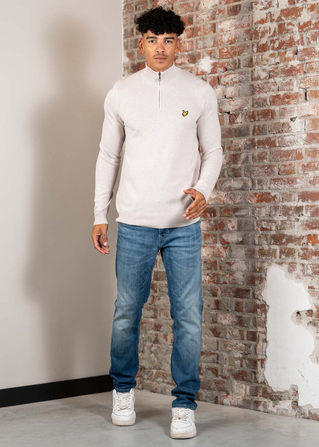 Lyle & Scott Pullover Cotton merino quarter zip jumper - cove