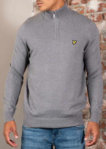 Lyle & Scott Truien Cotton merino quarter zip jumper - mid grey marl