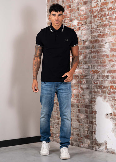 Fred Perry Polo's Twin tipped fred perry shirt - black ecru laurel wreath green