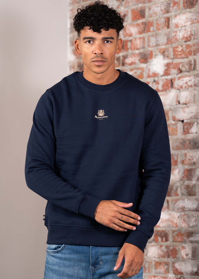 Aquascutum Pullover Centered logo crewneck - navy