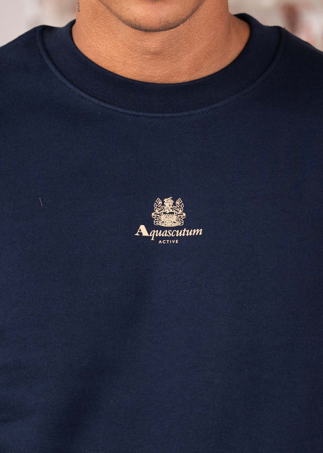 Aquascutum Pullover Centered logo crewneck - navy