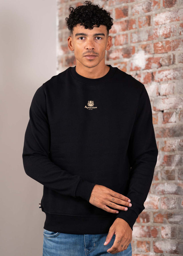 Aquascutum Pullover Centered logo crewneck - black