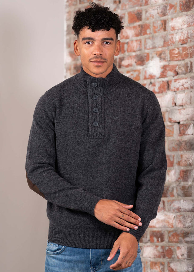 Barbour Pullover Essential patch half zip knitted jumper - charcoal