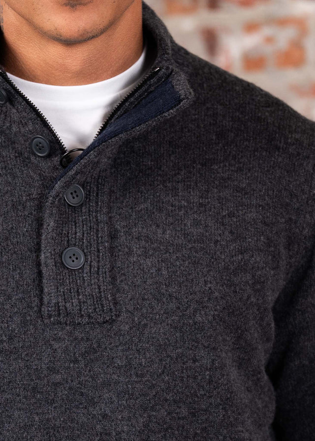 Barbour Pullover Essential patch half zip knitted jumper - charcoal