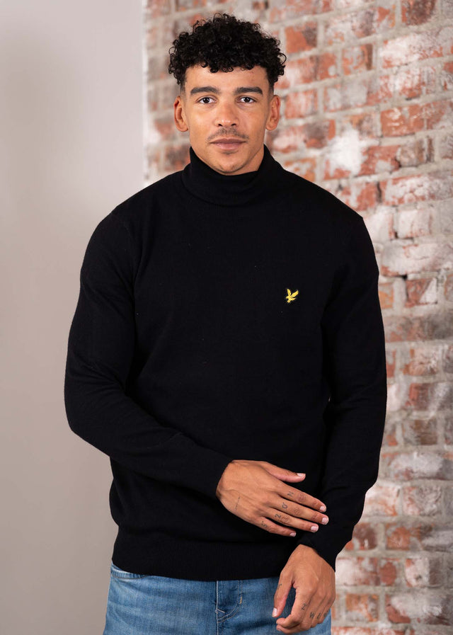 Lyle & Scott Pullover Cotton merino turtleneck jumper - jet black
