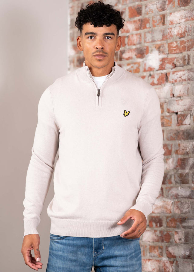 Lyle & Scott Pullover Cotton merino quarter zip jumper - cove