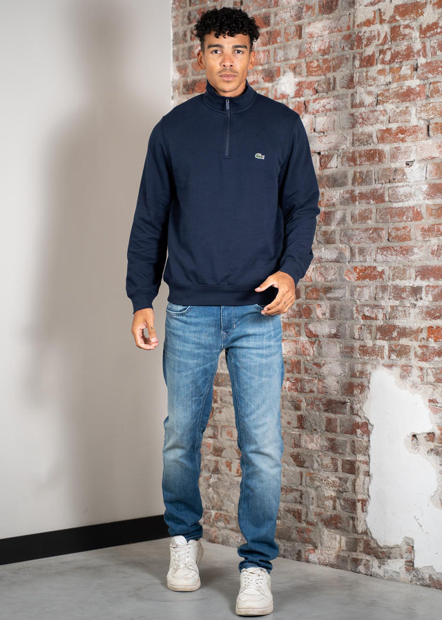 Lacoste Pullover High neck zip up fleece sweatshirt - navy blue