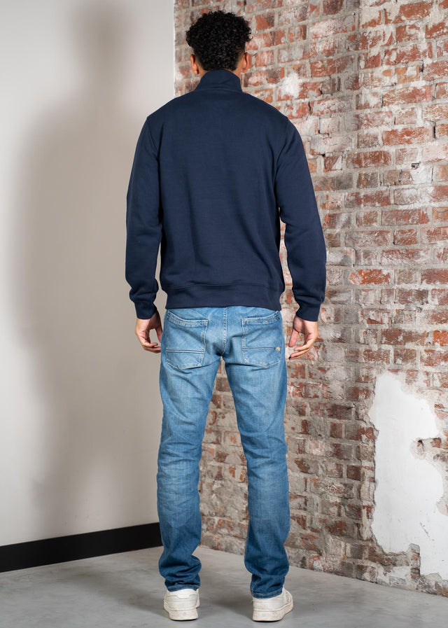 Lacoste Pullover High neck zip up fleece sweatshirt - navy blue