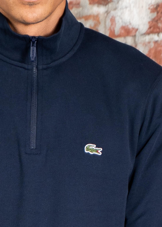 Lacoste Pullover High neck zip up fleece sweatshirt - navy blue
