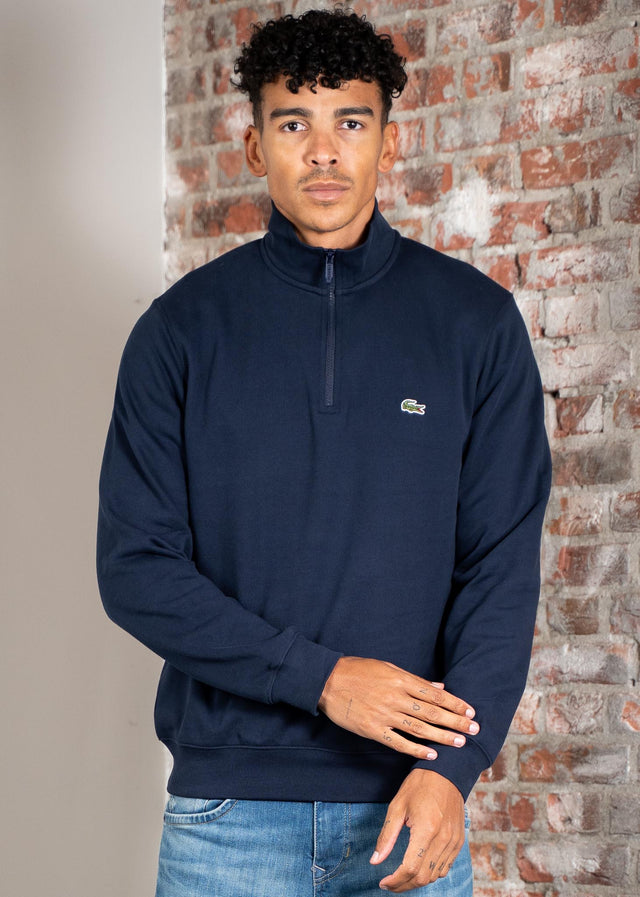 Lacoste Pullover High neck zip up fleece sweatshirt - navy blue