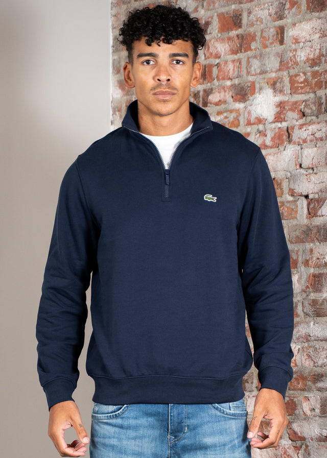 Lacoste Pullover High neck zip up fleece sweatshirt - navy blue