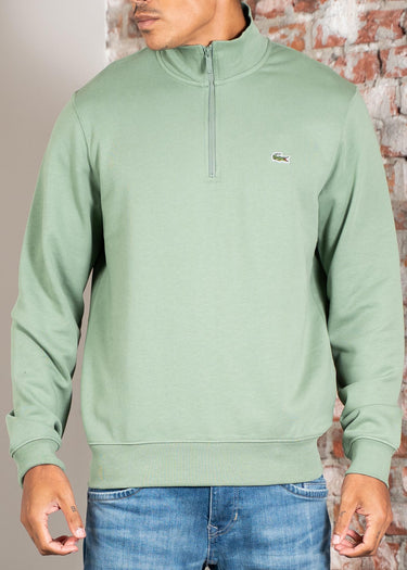 Lacoste Truien High neck zip up fleece sweatshirt - thyme