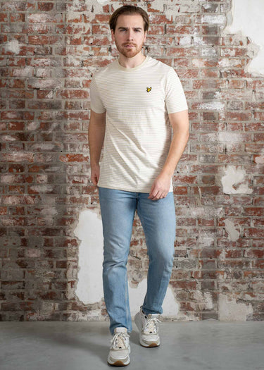 Lyle & Scott T-shirts Linen blend breton stripe t-shirt - luna white