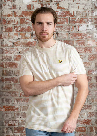 Lyle & Scott T-shirts Linen blend breton stripe t-shirt - luna white