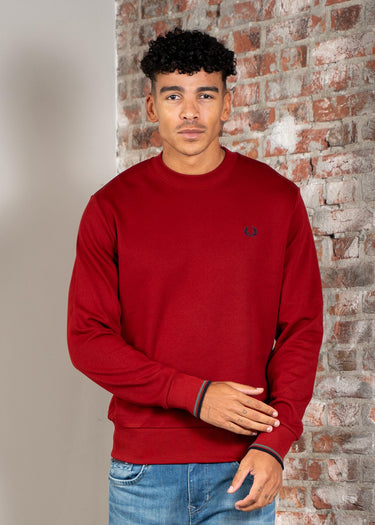 Fred Perry Truien Crew neck sweatshirt - burnt red sports green navy