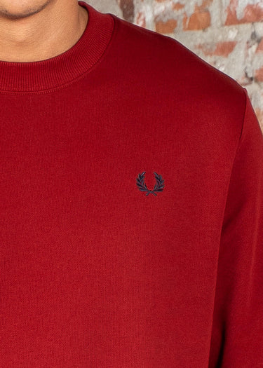 Fred Perry Truien Crew neck sweatshirt - burnt red sports green navy
