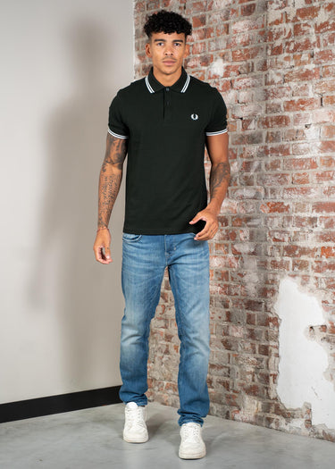 Fred Perry Polo's Twin tipped fred perry shirt - night green snow white snow white