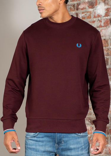 Fred Perry Truien Crew neck sweatshirt - oxblood ecru court blue