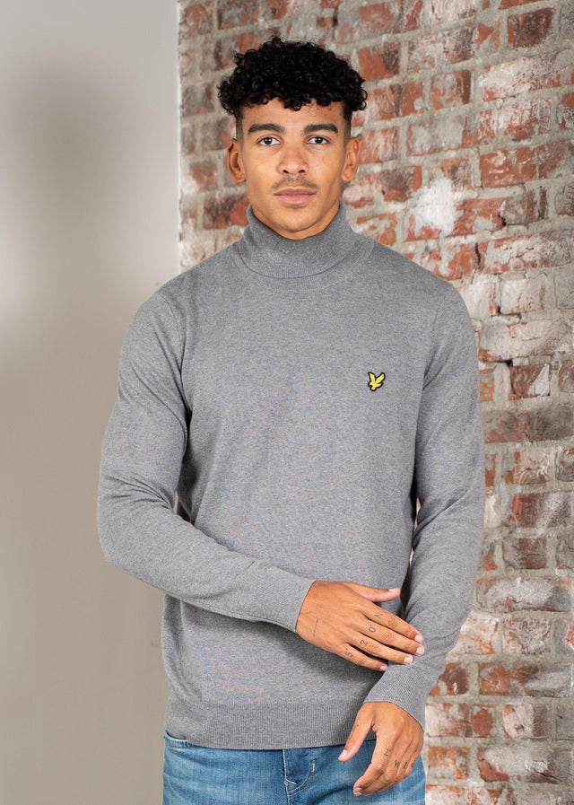 Lyle & Scott Pullover Cotton merino turtleneck jumper - mid grey marl