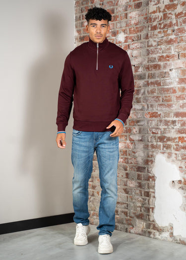 Fred Perry Truien Half zip sweatshirt - oxblood ecru court blue