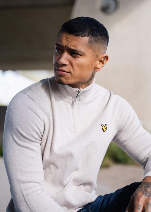 Lyle & Scott Pullover  Cotton merino quarter zip jumper - cove 