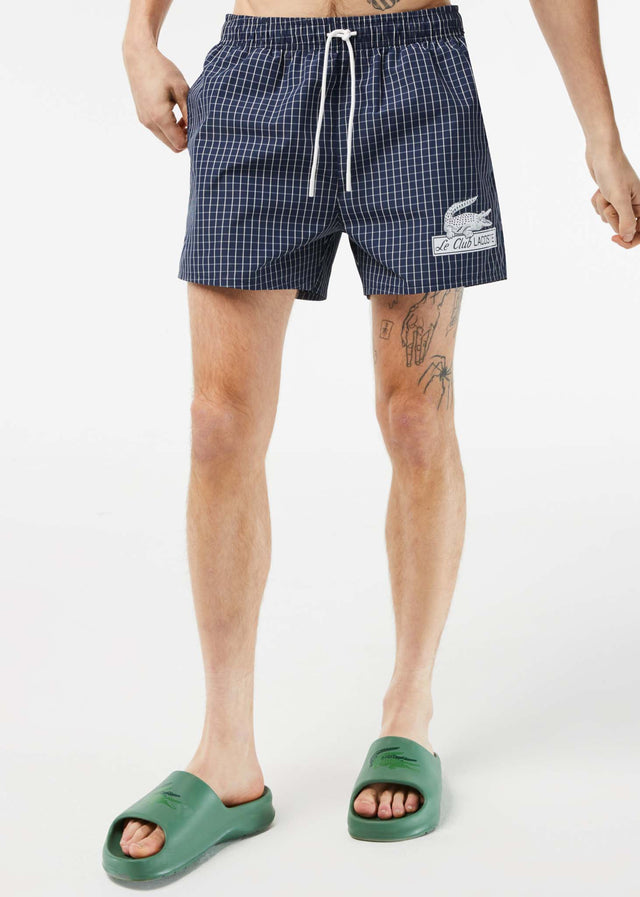 Lacoste Badeshorts  Checkered swimming trunks - navy blue lapland 