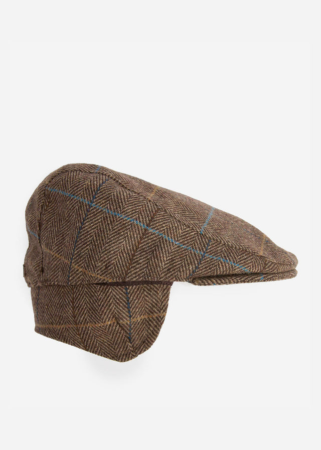 Barbour Caps  Cheviot flat cap - brown herringbone 