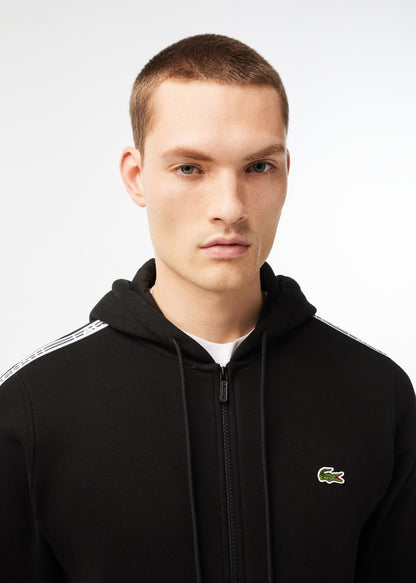 Lacoste Vesten  Contrast stripe zip through hoodie - black 