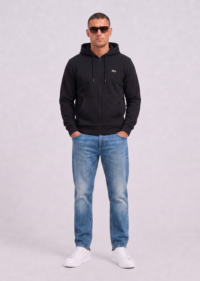 Lacoste Hoodies Fleece zipped front hoodie - black