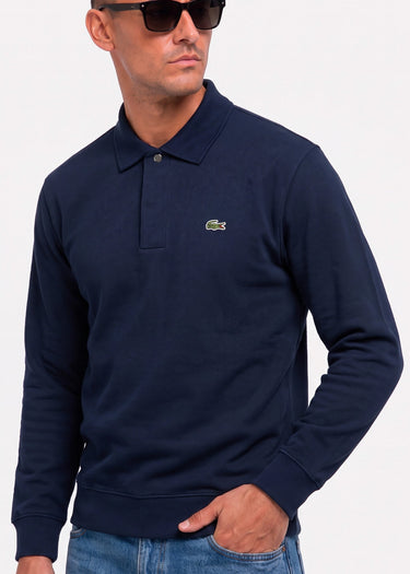 Lacoste Truien Polo collar double face pique sweatshirt - navy blue