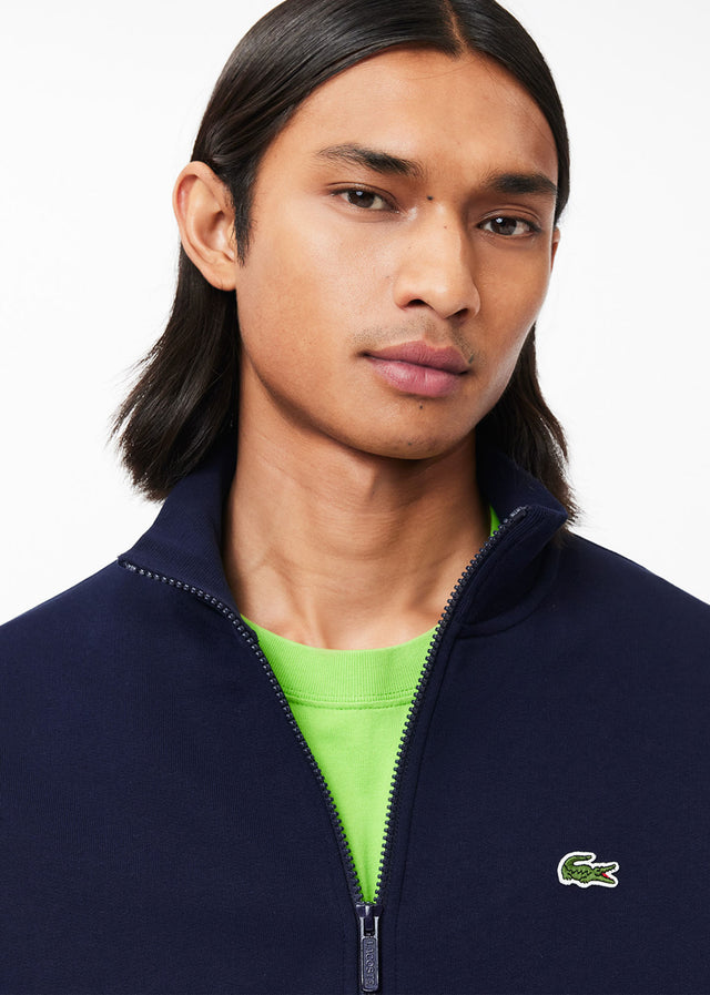 Lacoste Pullover  Brushed fleece zip through sweater - Navy 