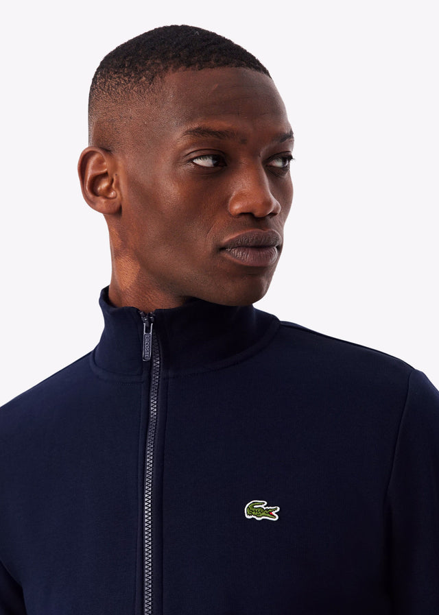 Lacoste Pullover Brushed fleece zip through sweater - Navy