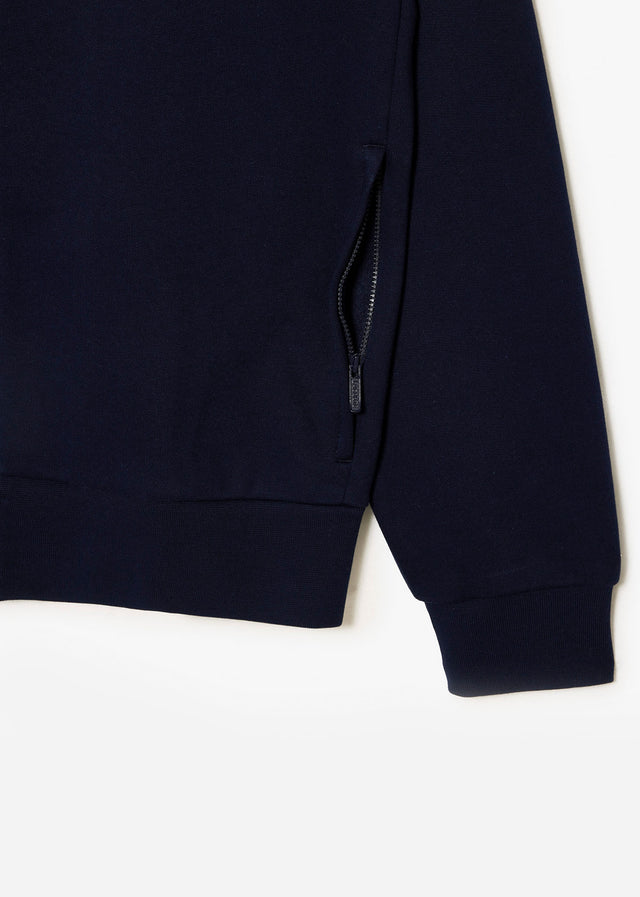 Lacoste Pullover  Brushed fleece zip through sweater - Navy 