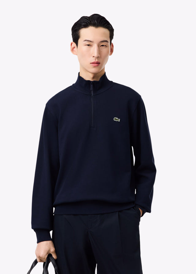 Lacoste Pullover High neck zip up fleece sweatshirt - navy blue