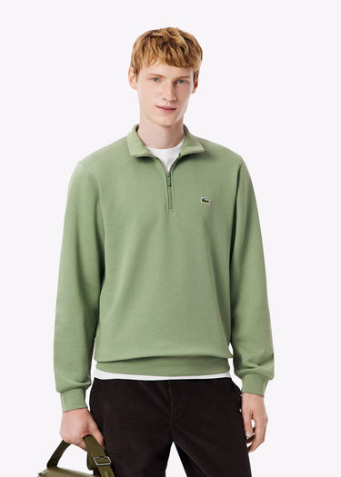 Lacoste Truien High neck zip up fleece sweatshirt - thyme
