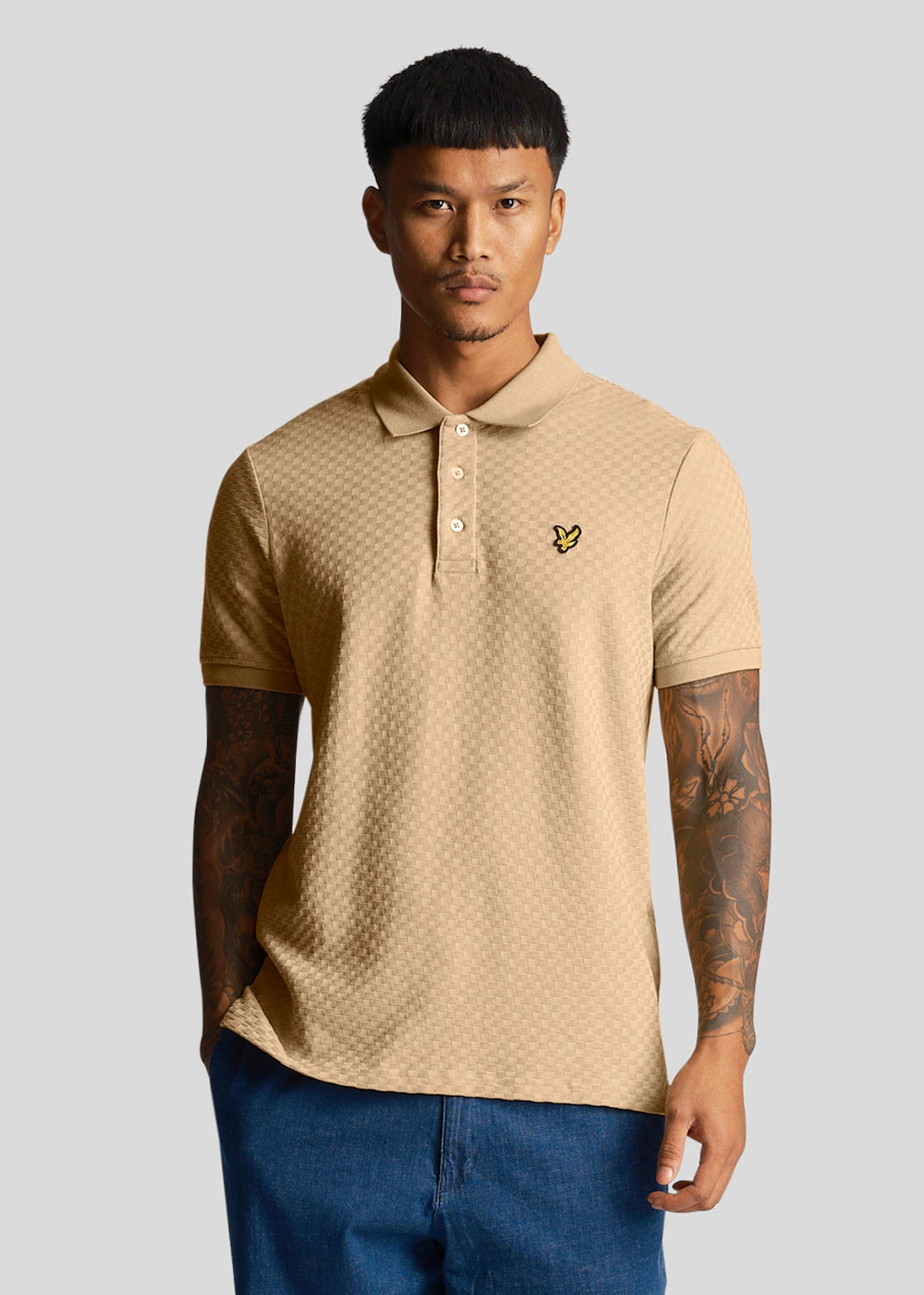 Lyle & Scott Polo's  Grid texture polo shirt - cairngorms khaki 