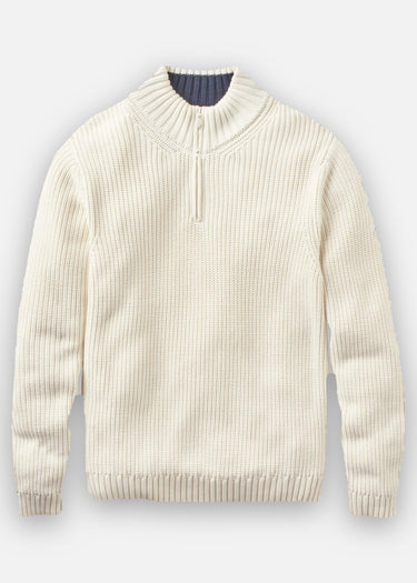 Henri Lloyd Pullover Golant quarter zip ribbed knit - ecru