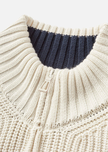 Henri Lloyd Pullover Golant quarter zip ribbed knit - ecru