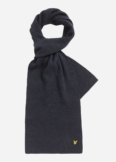 Lyle & Scott Sjaals Lambswool ribbed scarf - dark navy marl