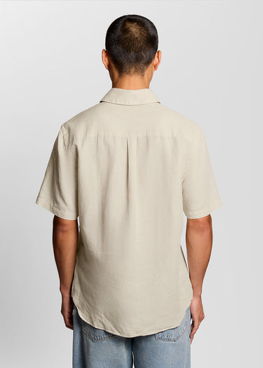 Lyle Scott Overhemden Short sleeve linen blend shirt - cove