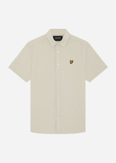 Lyle Scott Overhemden Short sleeve linen blend shirt - cove