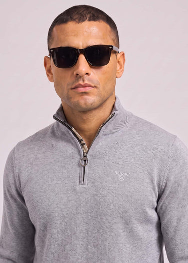 Barbour Truien Barbour cotton half zip knitted jumper - grey marl