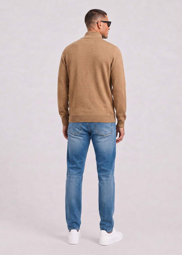 Barbour Pullover Barbour cotton half zip knitted jumper - sandstone