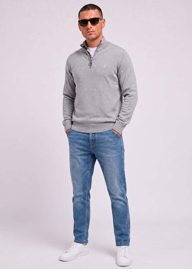 Barbour Truien Barbour cotton half zip knitted jumper - grey marl