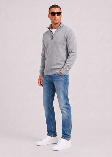 Barbour Truien Barbour cotton half zip knitted jumper - grey marl