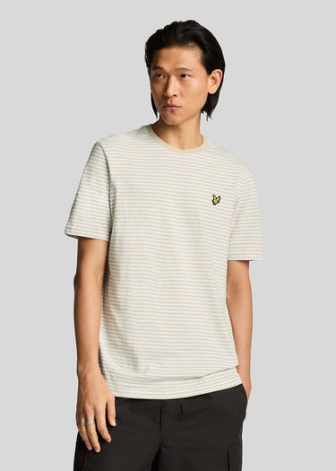 Lyle & Scott T-shirts Linen blend breton stripe t-shirt - luna white