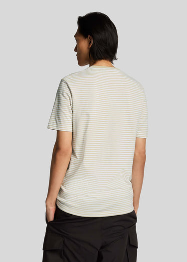 Lyle & Scott T-shirts Linen blend breton stripe t-shirt - luna white