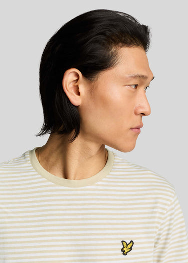Lyle & Scott T-shirts Linen blend breton stripe t-shirt - luna white